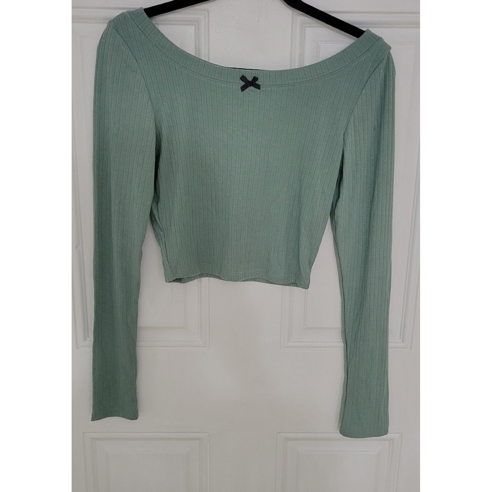 Heart & Hips Women's Color Green Long‎ Sleeve Shirt Size Large NWT